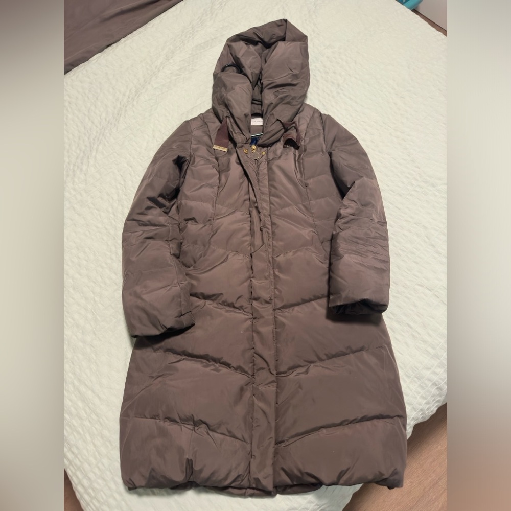 T Tahari XS brown down mix jacket